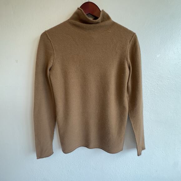 Paychi Guh 100% Baby Cashmere Camel Turtleneck Sweater Size S Quiet Luxury $488 - Picture 2 of 11